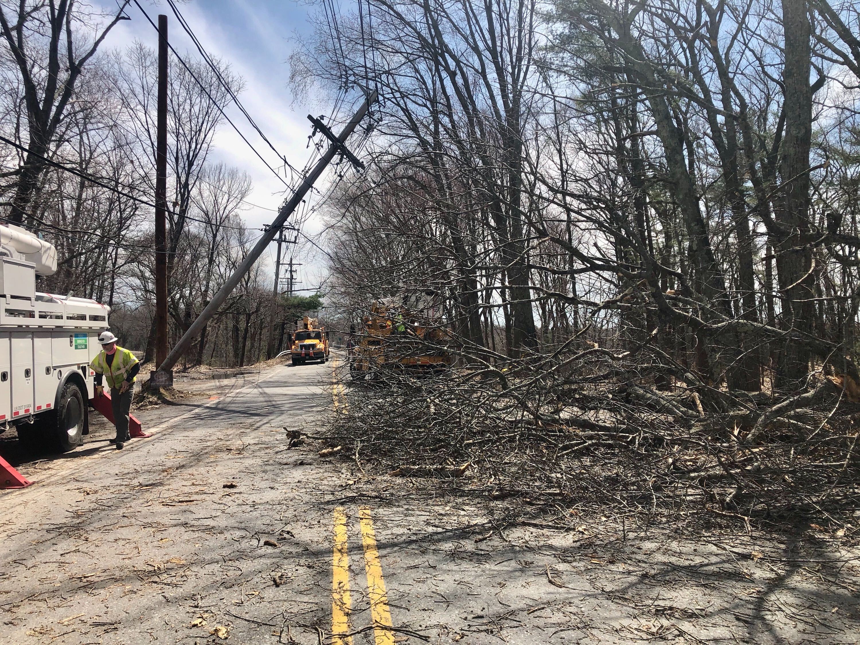 Monday's storm brought down trees and damaged lines in Carlisle, New Hampshire